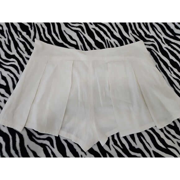 Free People Denim Pleated Micro Mini Skort Sz 6 White Nwt Retro Y2k - Picture 4 of 8